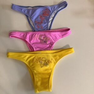 Recco Brazilian Size Medium Colorful Embroidered/Sequence Bikini Bottoms. New